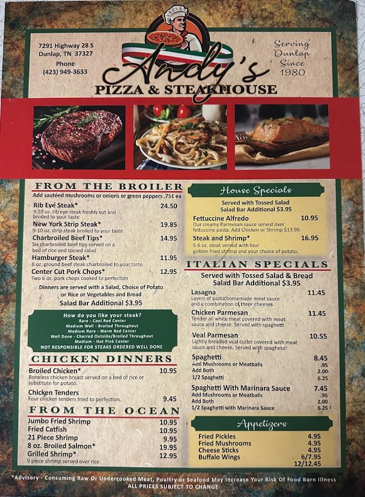 Andy's Pizza Menu image 1